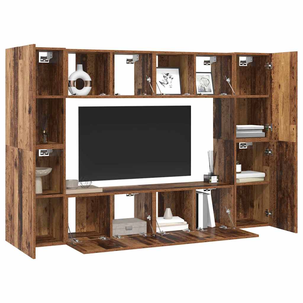 TV-møbelsæt 8 pcs Gammelt træ 60 x 30 x 30 cm Konstrueret træ