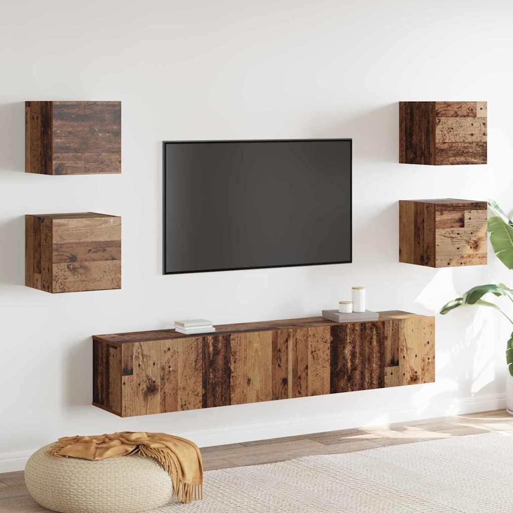 TV-skab 6 pcs Brun 160 x 30 x 30 cm Konstrueret træ