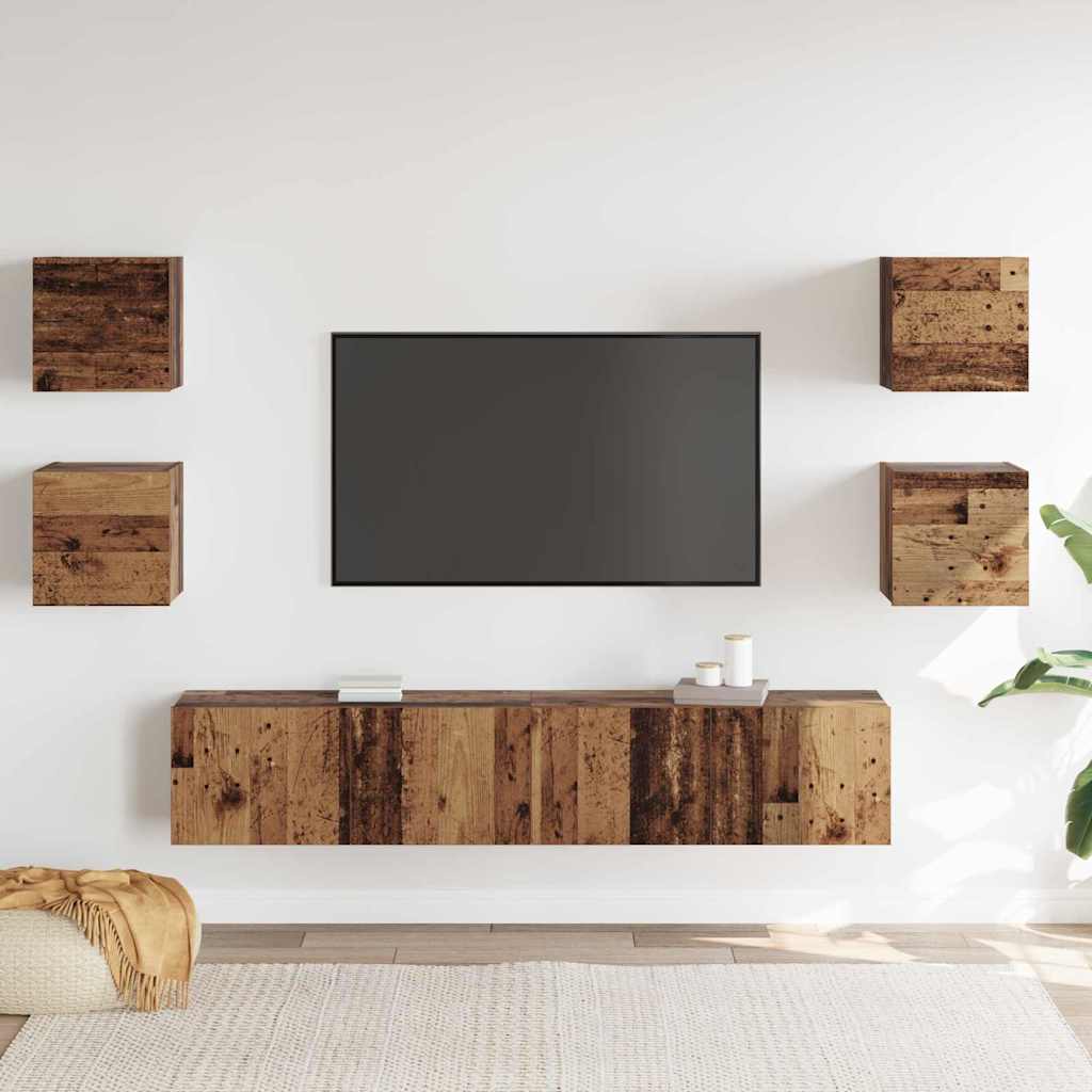 TV-skab 6 pcs Brun 160 x 30 x 30 cm Konstrueret træ