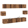 TV-møbelsæt Vægmonteret 6 pcs Gammelt træ 100 x 30 x 30 cm træ