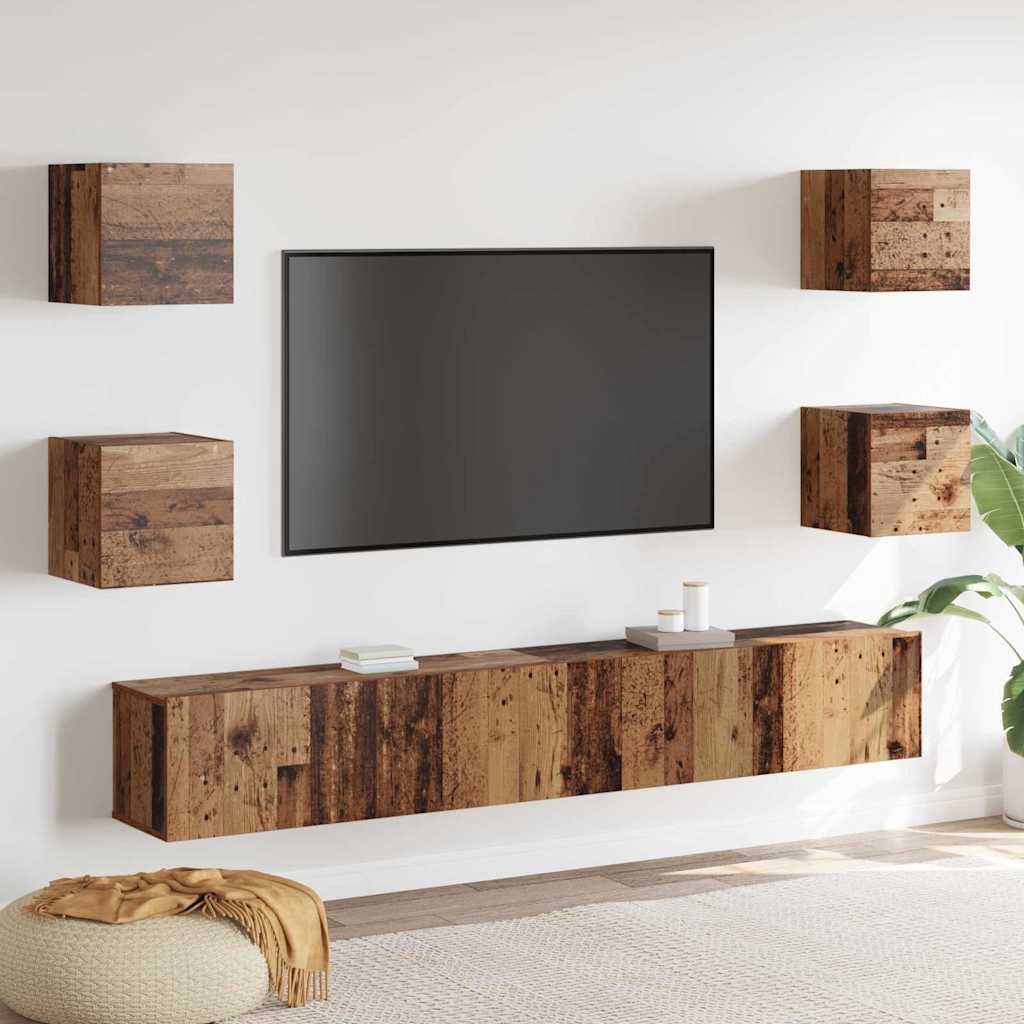 TV-skab 6 pcs Brun 200 x 30 x 30 cm Konstrueret træ