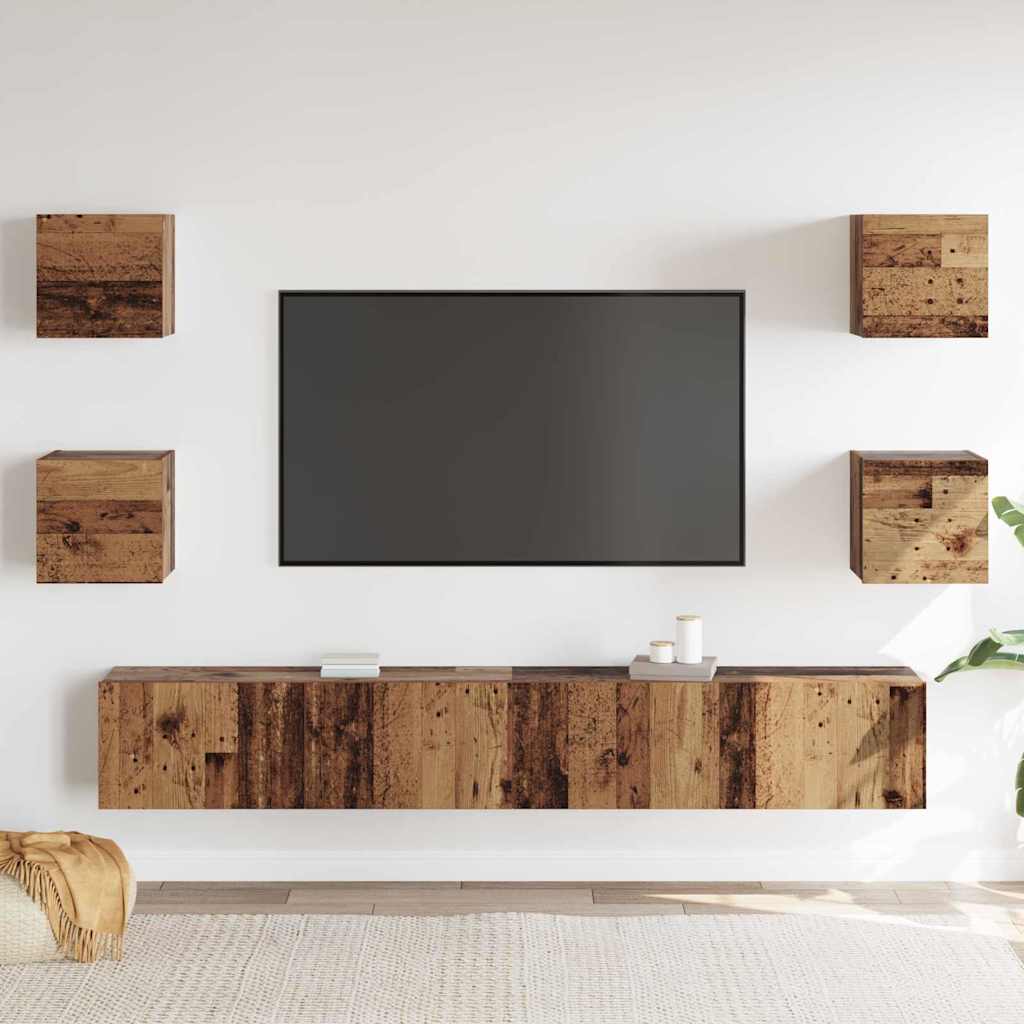 TV-skab 6 pcs Brun 200 x 30 x 30 cm Konstrueret træ