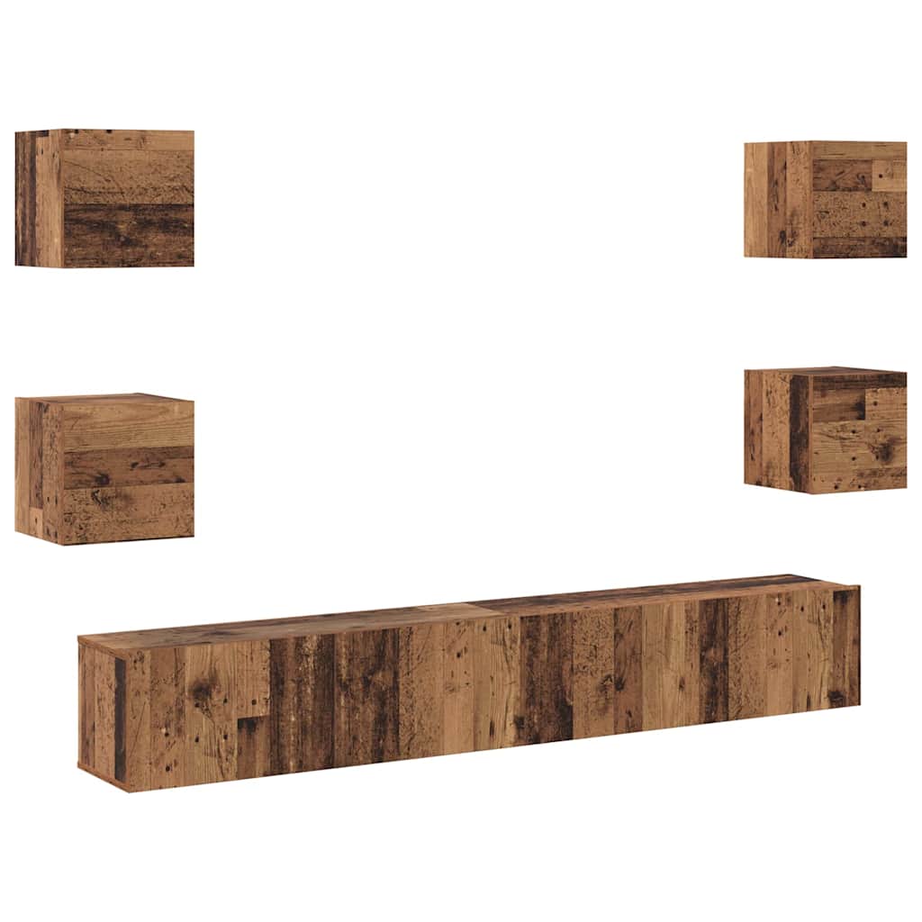 TV-skab 6 pcs Brun 200 x 30 x 30 cm Konstrueret træ