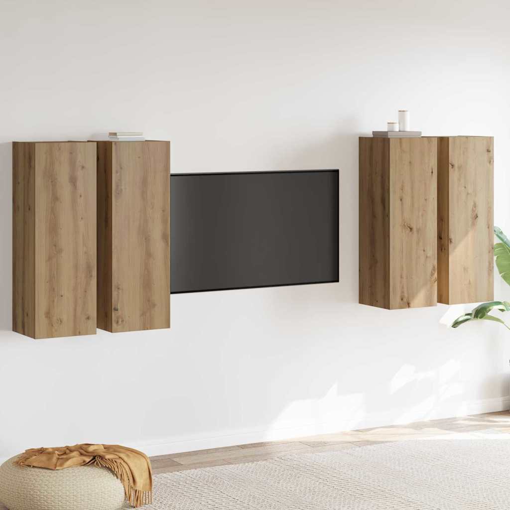 Tv-skabssæt 4 pcs artisan eg 30.5 x 30 x 90 cm Konstrueret træ