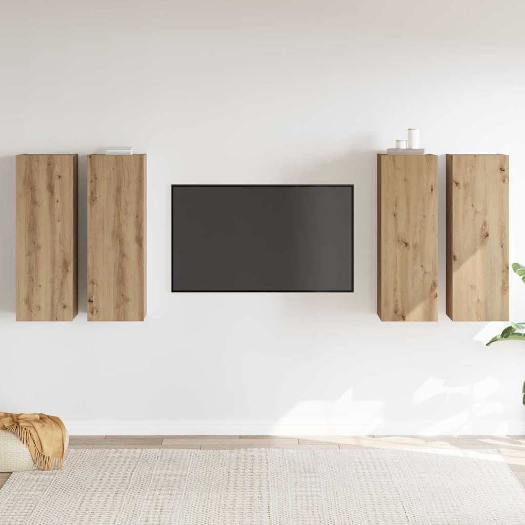 Tv-skabssæt 4 pcs artisan eg 30.5 x 30 x 90 cm Konstrueret træ