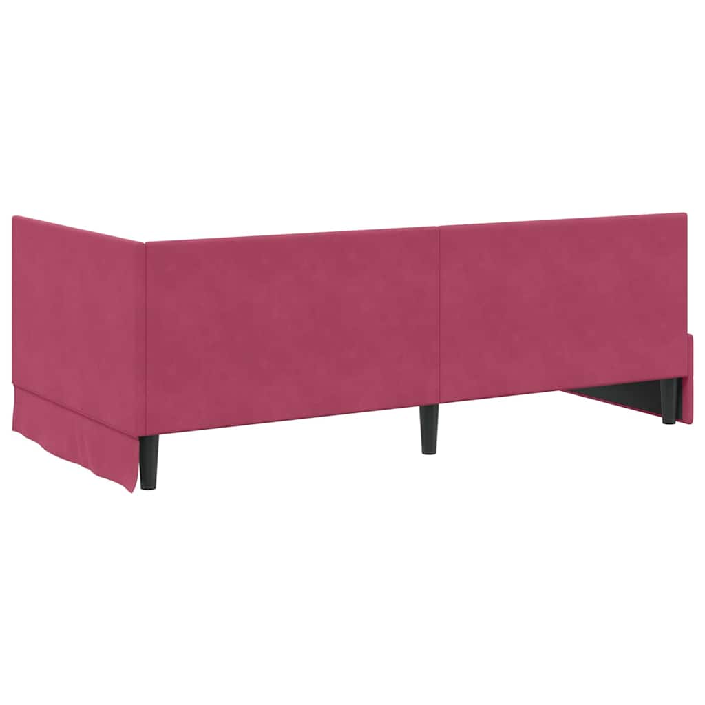 Hjørnesengramme med hovedgærde Vinrød 90 x 200 cm Fløjl