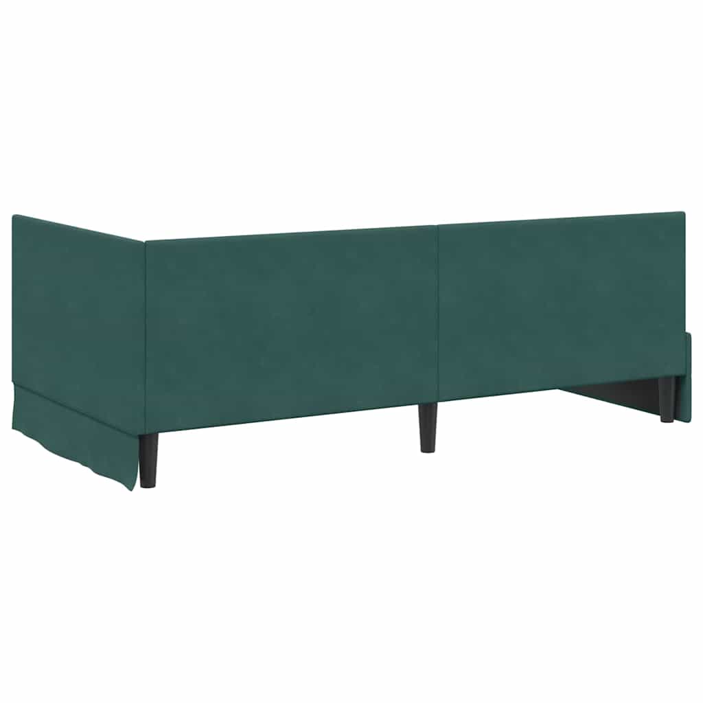 Hjørnesengramme med hovedgærde Mørkegrøn 100 x 200 cm Fløjl