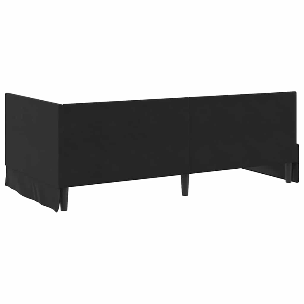 Hjørnesengramme med hovedgærde Sort 100 x 200 cm Fløjl
