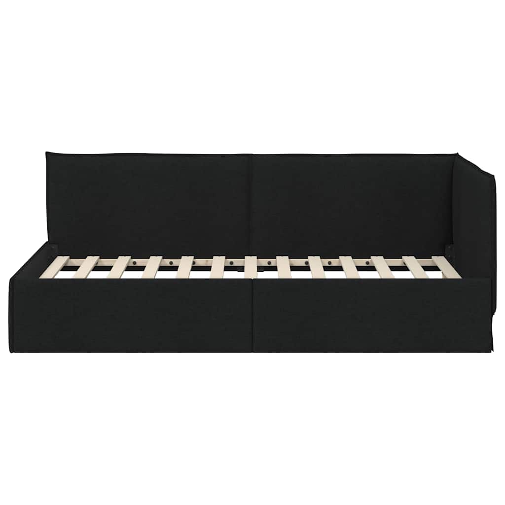 Hjørnesengramme med hovedgærde Sort 100 x 200 cm Stof