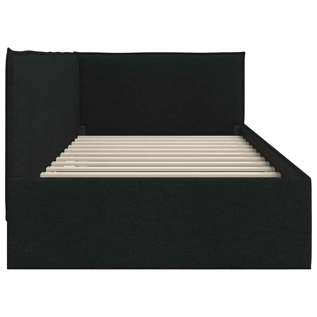 Hjørnesengramme med hovedgærde Sort 100 x 200 cm Stof
