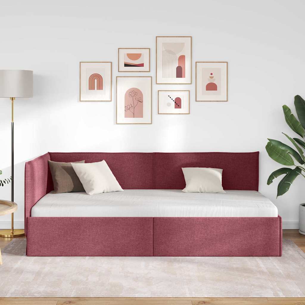 Hjørnesengramme med hovedgærde Vinrød 100 x 200 cm Stof