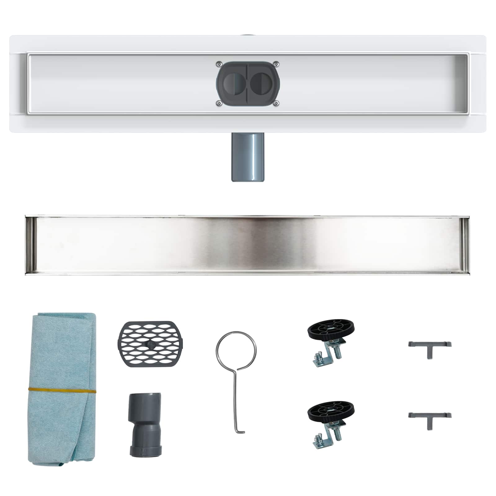 Bruserafløb 2-i-1 med 360° Siphon Sølv 50 cm Rustfrit Stål 304