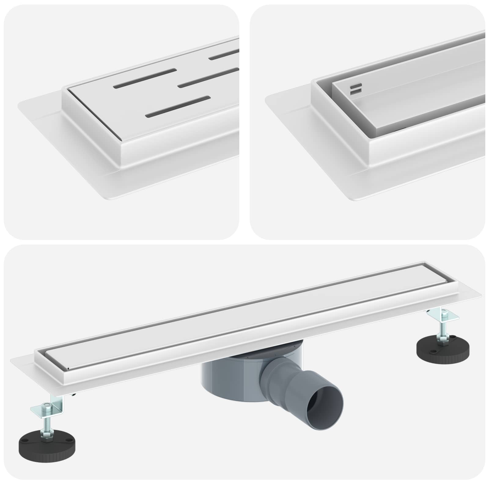 Bruserafløb 2-i-1 med 360° Siphon Sølv 50 cm Rustfrit Stål 304