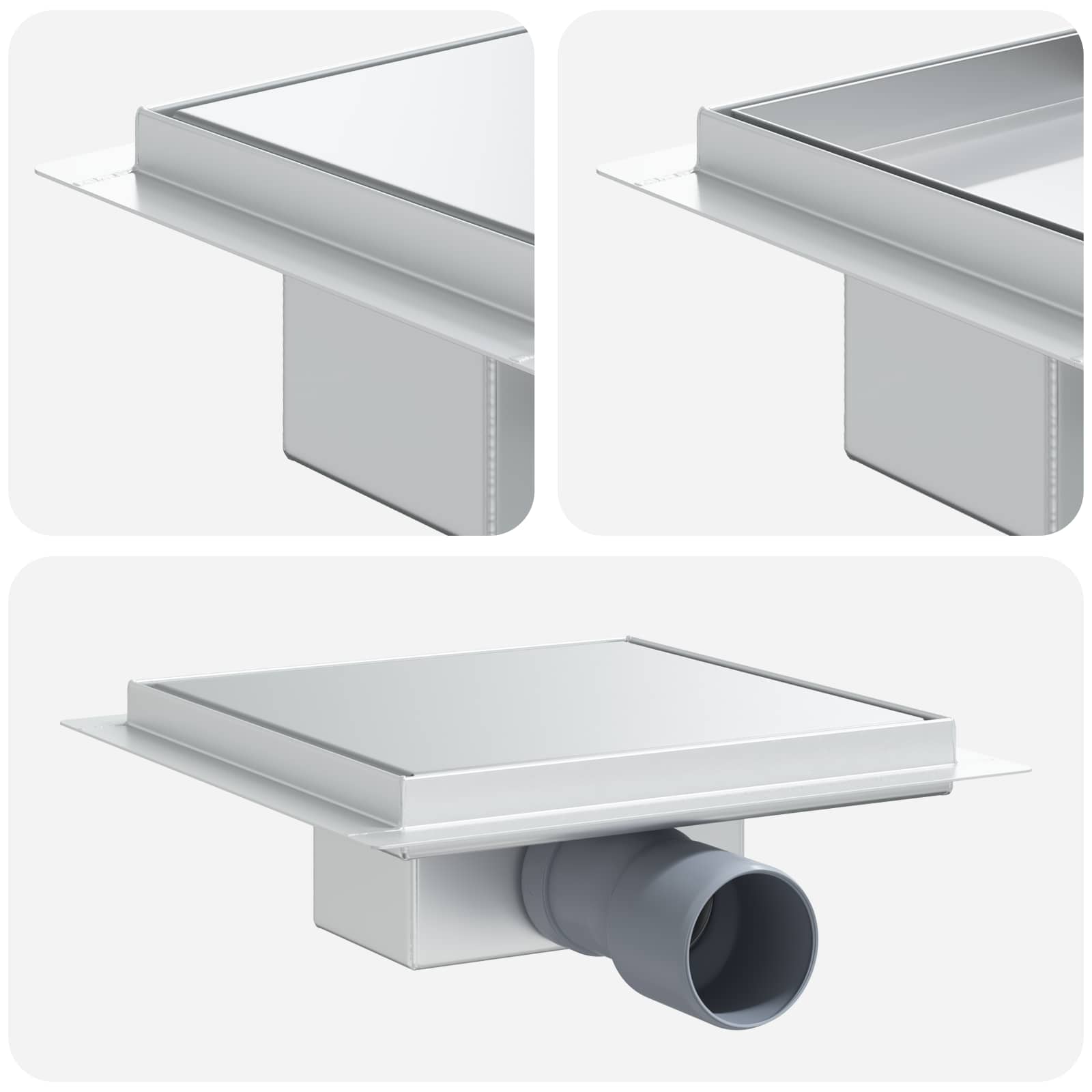 2 i 1 bruseafløb Sølv 20 x 20 cm Rustfrit Stål 304