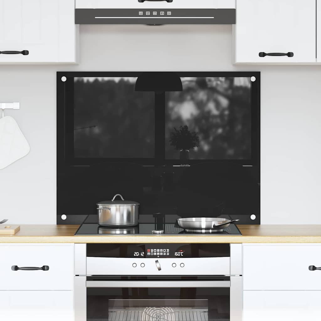 Køkken bagvæg Sort 80 x 60 cm hærdet glas