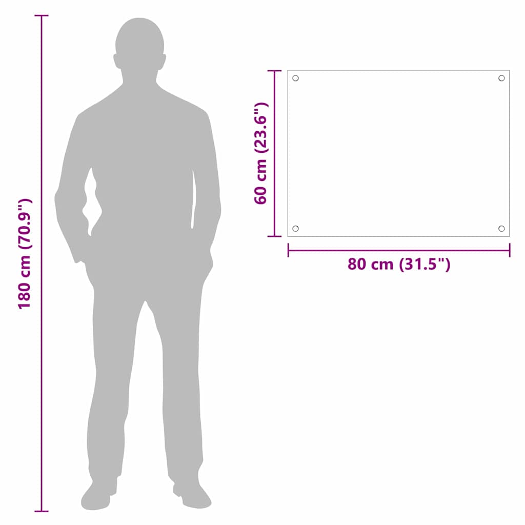 Køkken bagvæg Sort 80 x 60 cm hærdet glas