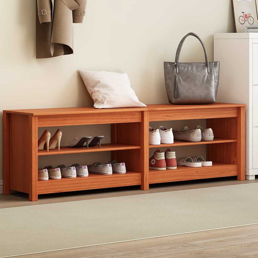 Sko bænk med hylde med opbevaring Voks brun 160 x 36,5 x 50 cm