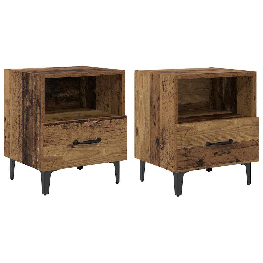 Natskab 2 pcs Gammelt træ 40 x 35 x 47,5 cm Konstrueret træ