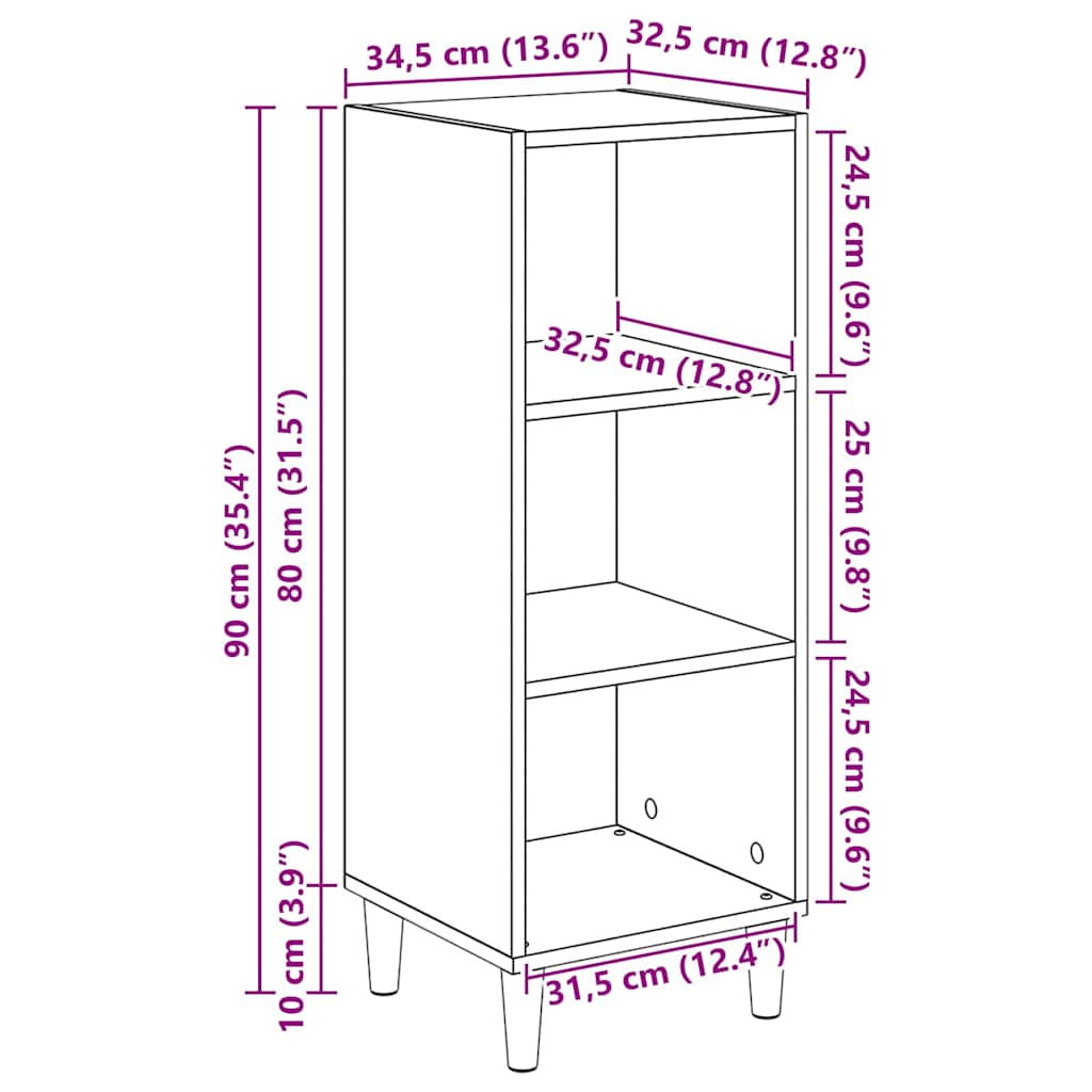 Sideboard Gammelt træ 32.5 x 34.5 x 90 cm Konstrueret træ