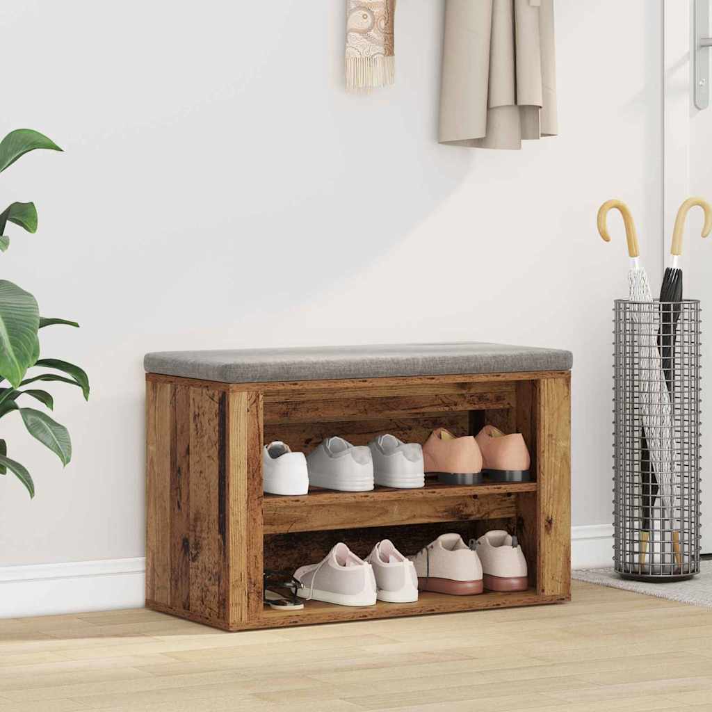 Skostativ med hylde Gammelt træ 75 x 35 x 45 cm Konstrueret træ