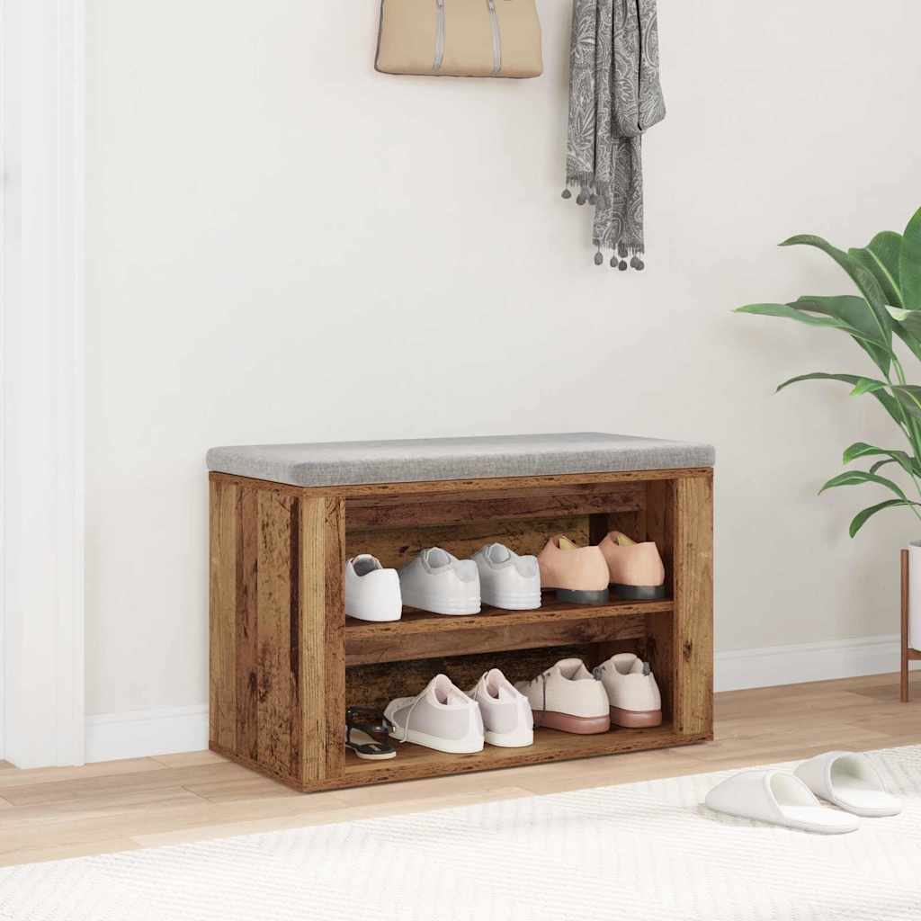 Skostativ med hylde Gammelt træ 75 x 35 x 45 cm Konstrueret træ