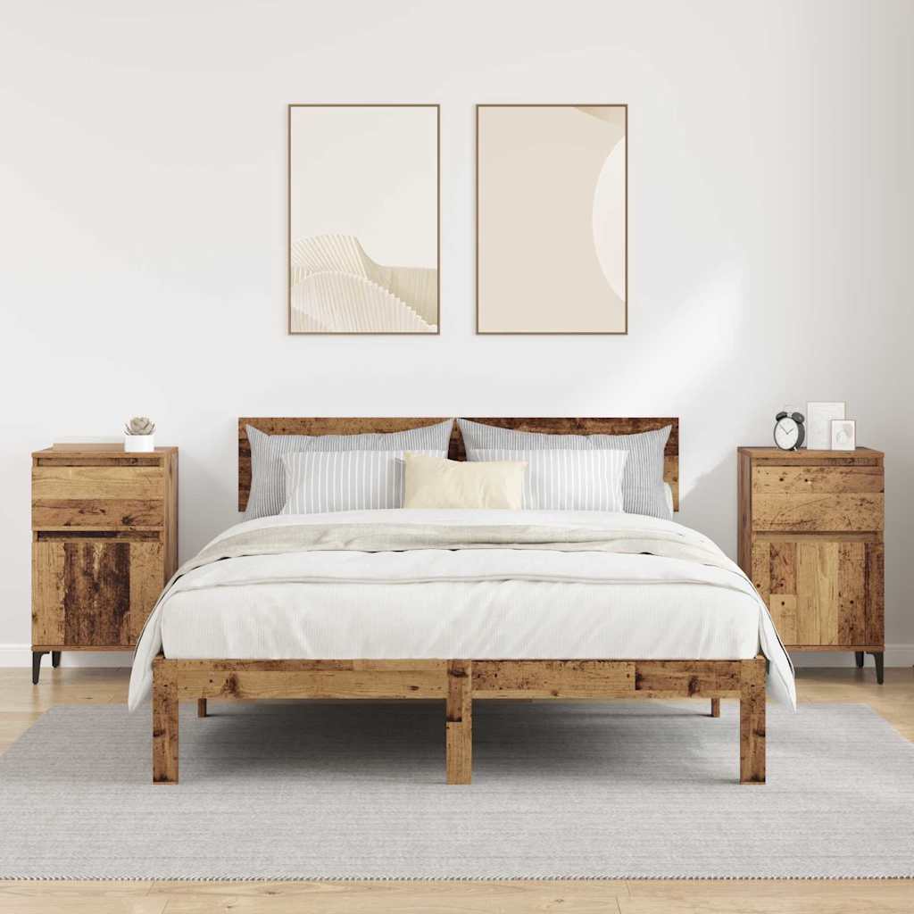 Natskab 2 pcs Gammelt træ 40 x 35 x 70 cm Konstrueret træ