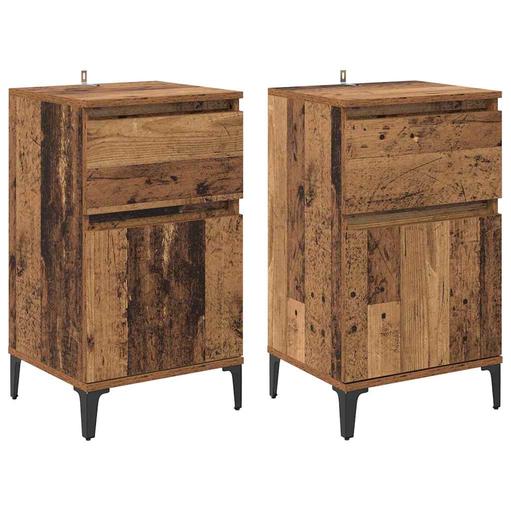 Natskab 2 pcs Gammelt træ 40 x 35 x 70 cm Konstrueret træ