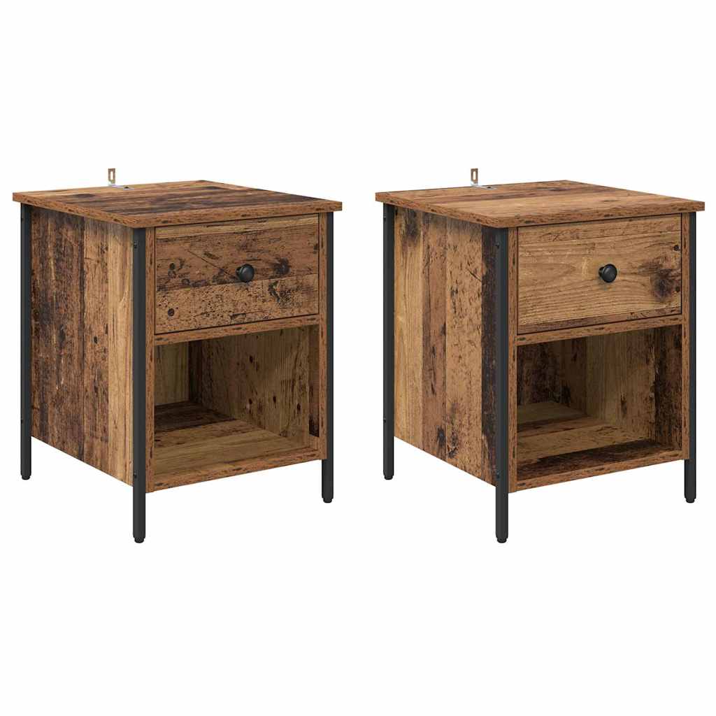 Natskab 2 pcs Gammelt træ 40 x 42 x 50 cm Konstrueret træ
