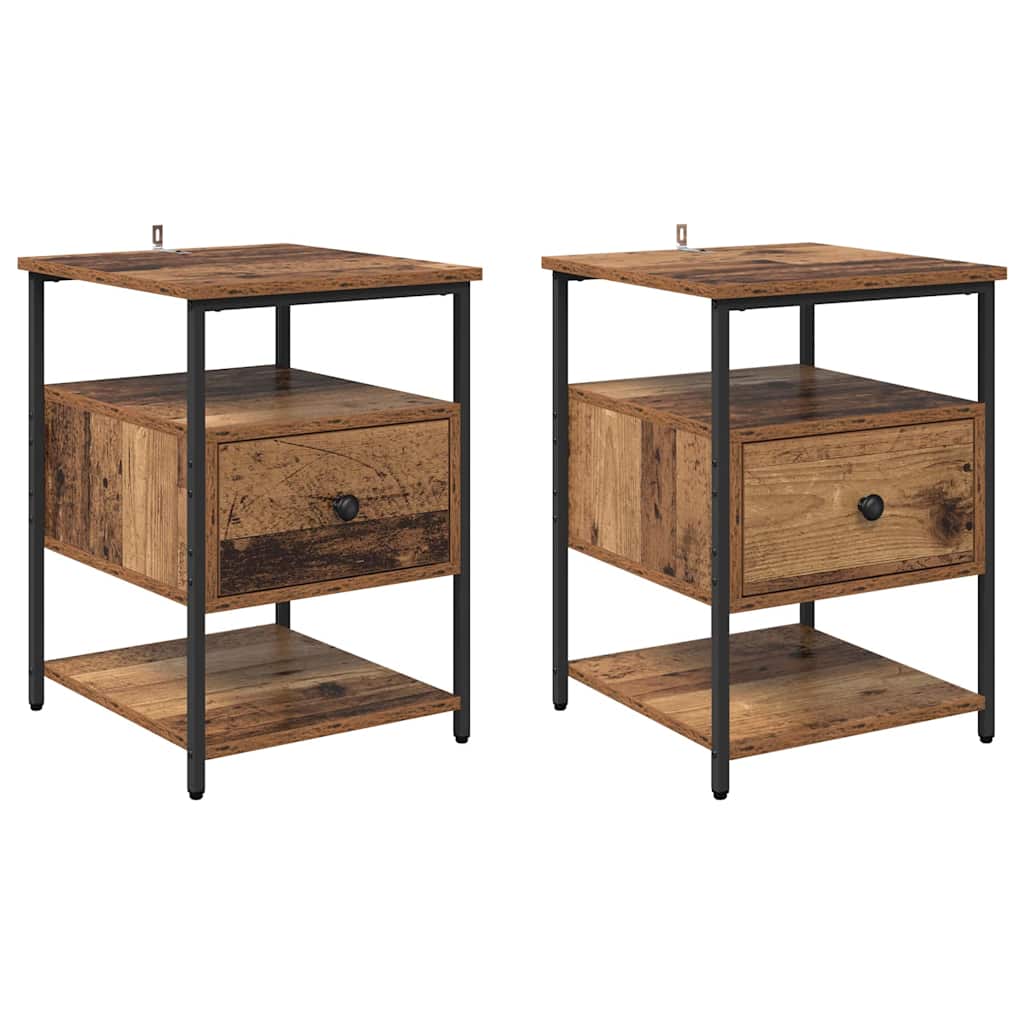 Natskab 2 pcs Gammelt træ 40 x 42 x 56 cm Konstrueret træ