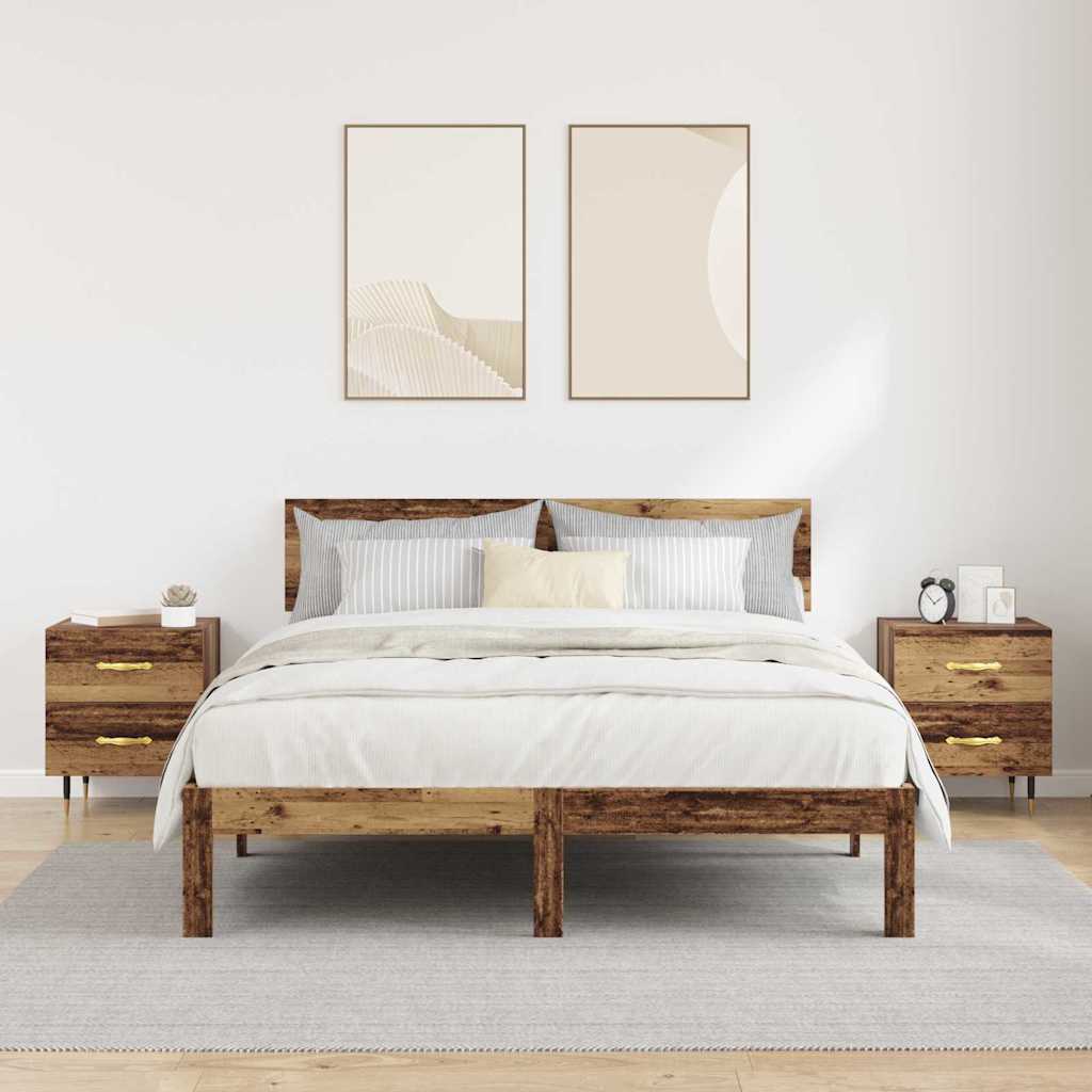 Natskab 2 pcs Gammelt træ 40 x 35 x 47,5 cm Konstrueret træ