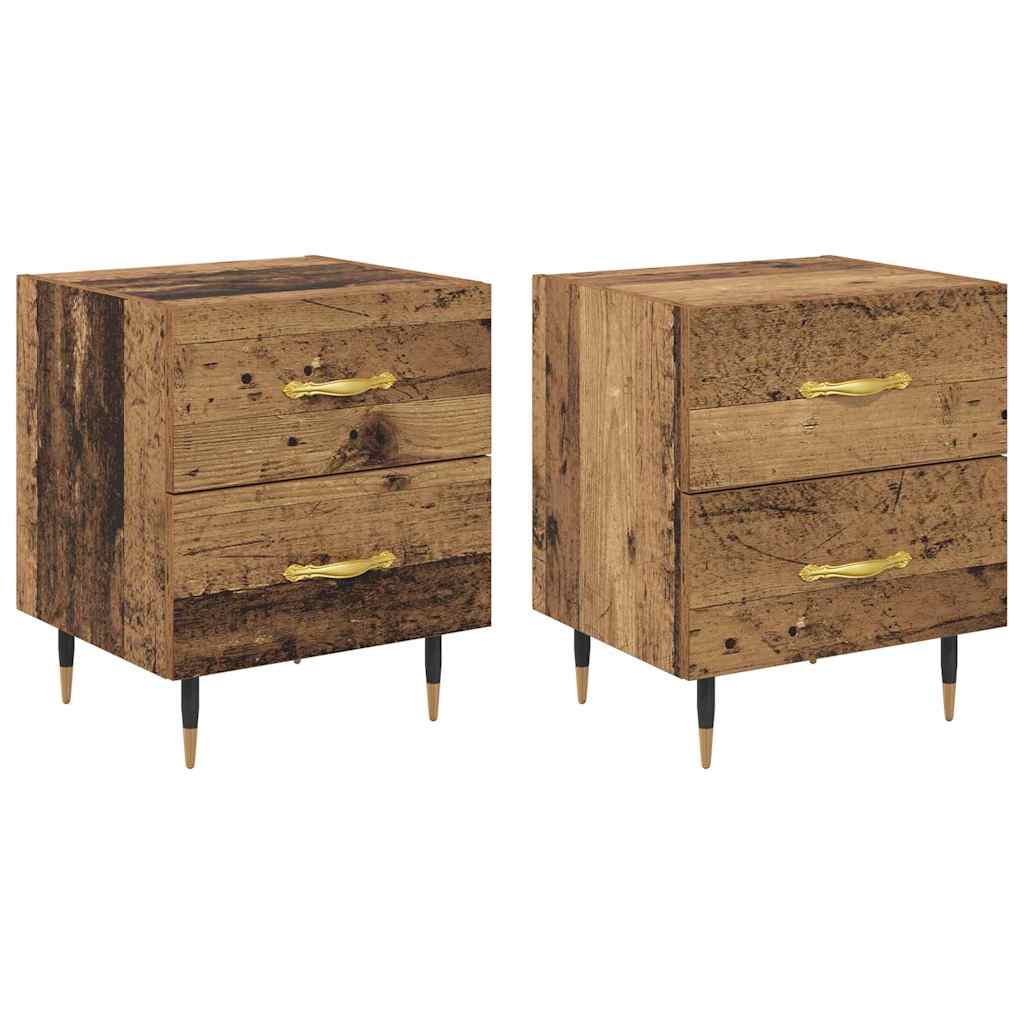 Natskab 2 pcs Gammelt træ 40 x 35 x 47,5 cm Konstrueret træ