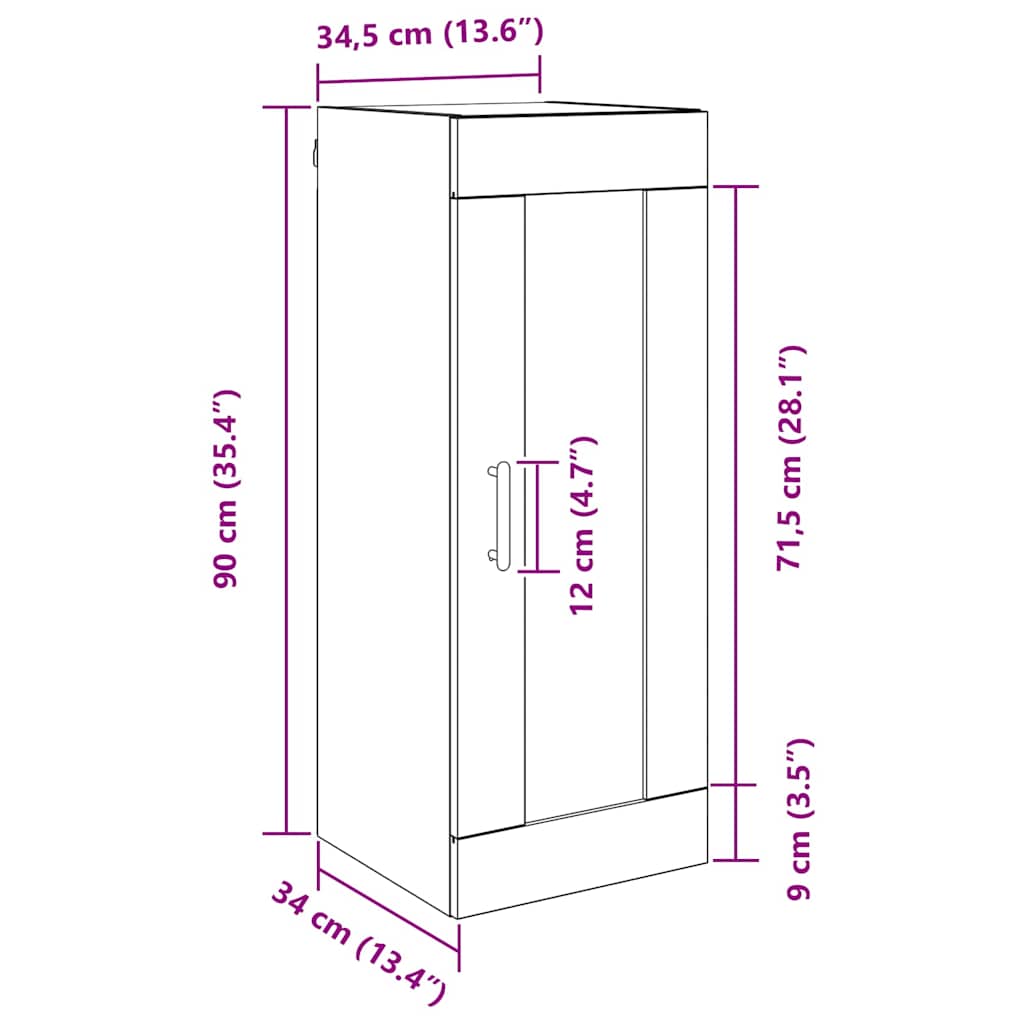 Vægskab Artisan Egetræ 34,5 x 34 x 90 cm Konstrueret træ