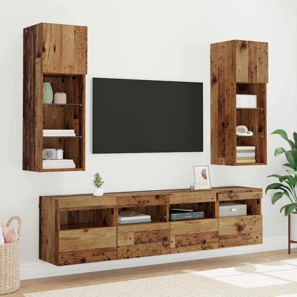 TV Væghylder 2 pcs Gammelt træ 40 x 30 x 40 cm Konstrueret træ