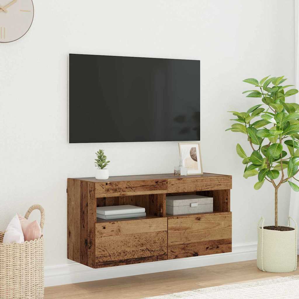 TV vægskab Gammelt træ 80 x 30 x 40 cm Konstrueret træ