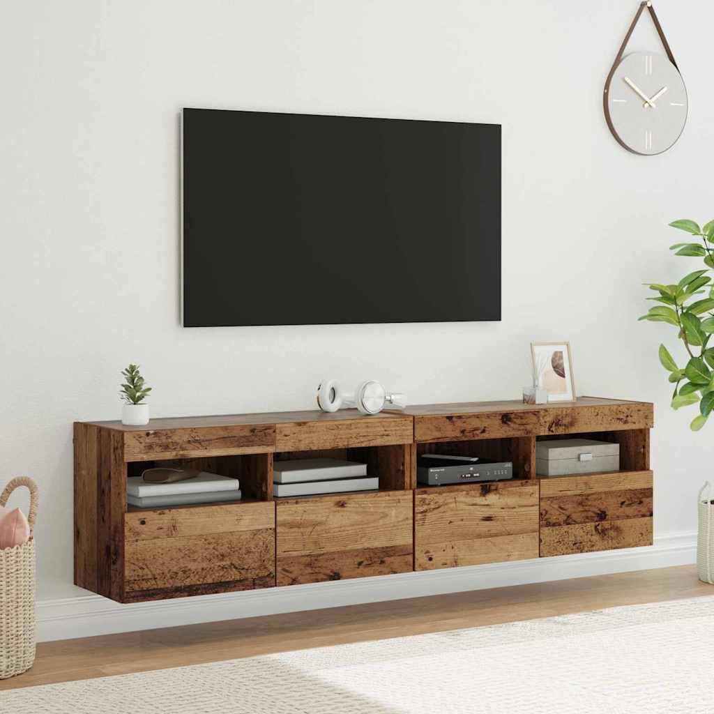 TV Væghylder 2 pcs Gammelt træ 80 x 30 x 40 cm Konstrueret træ