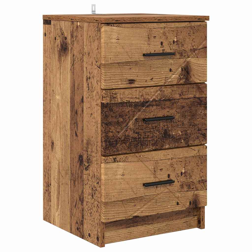 Natskab med skuffe Gammelt træ 38 x 38 x 66 cm Konstrueret træ