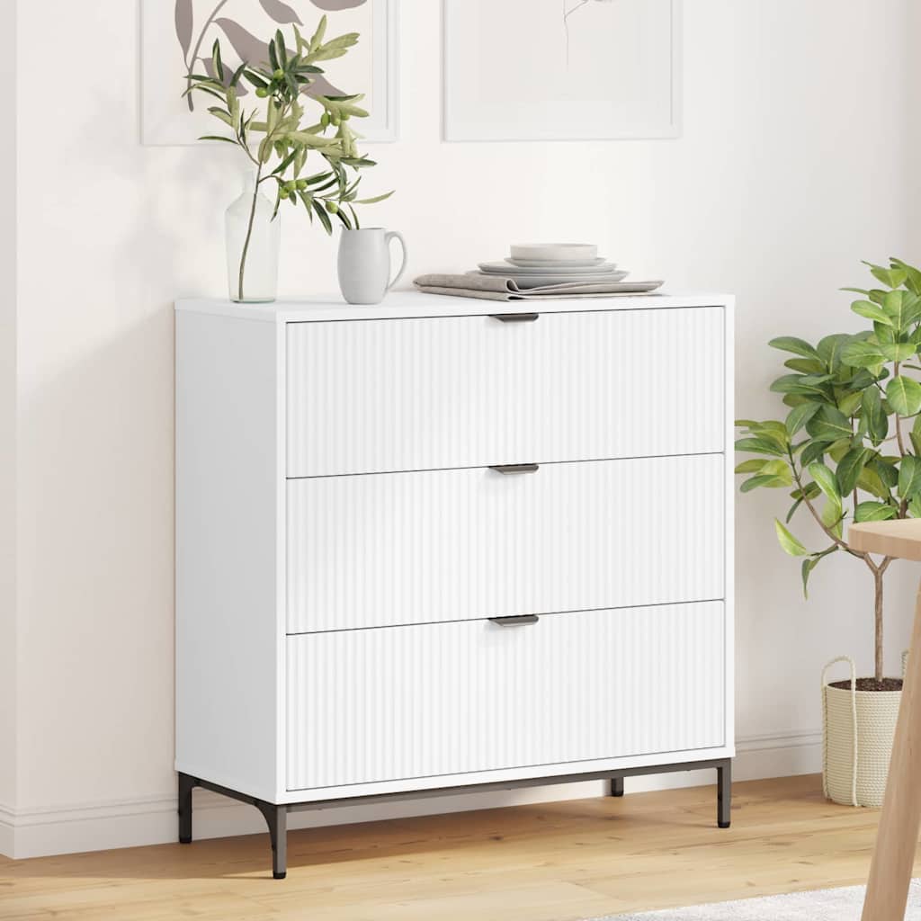 Sideboard med skuffe Hvid 79,5 x 33 x 82 cm Konstrueret træ