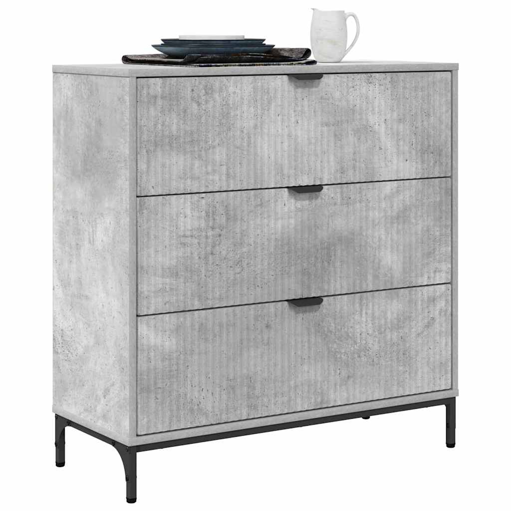 Sideboard med skuffe Betongrå 79,5 x 33 x 82 cm Konstrueret træ