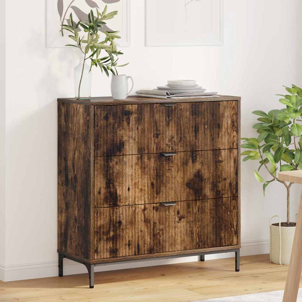 Sideboard med skuffe Røget eg 79,5 x 33 x 82 cm Konstrueret træ