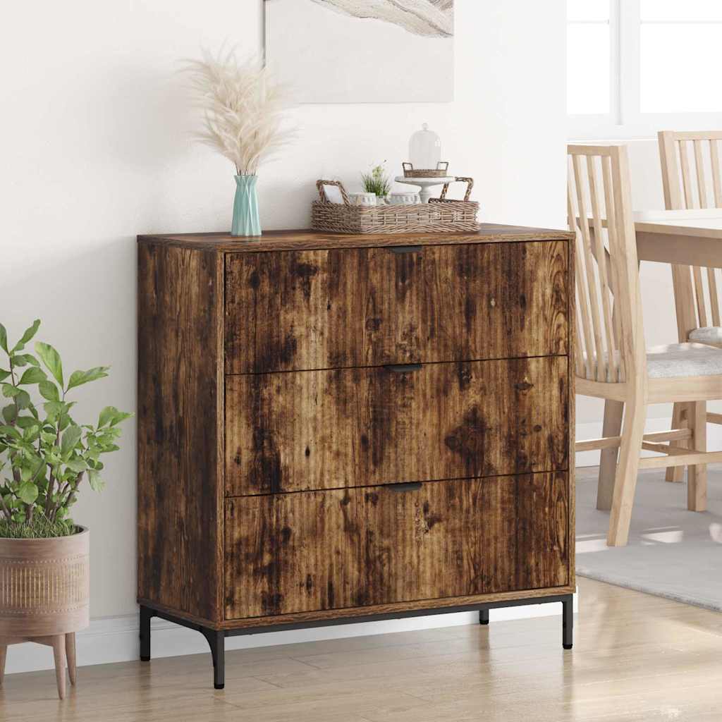Sideboard med skuffe Røget eg 79,5 x 33 x 82 cm Konstrueret træ