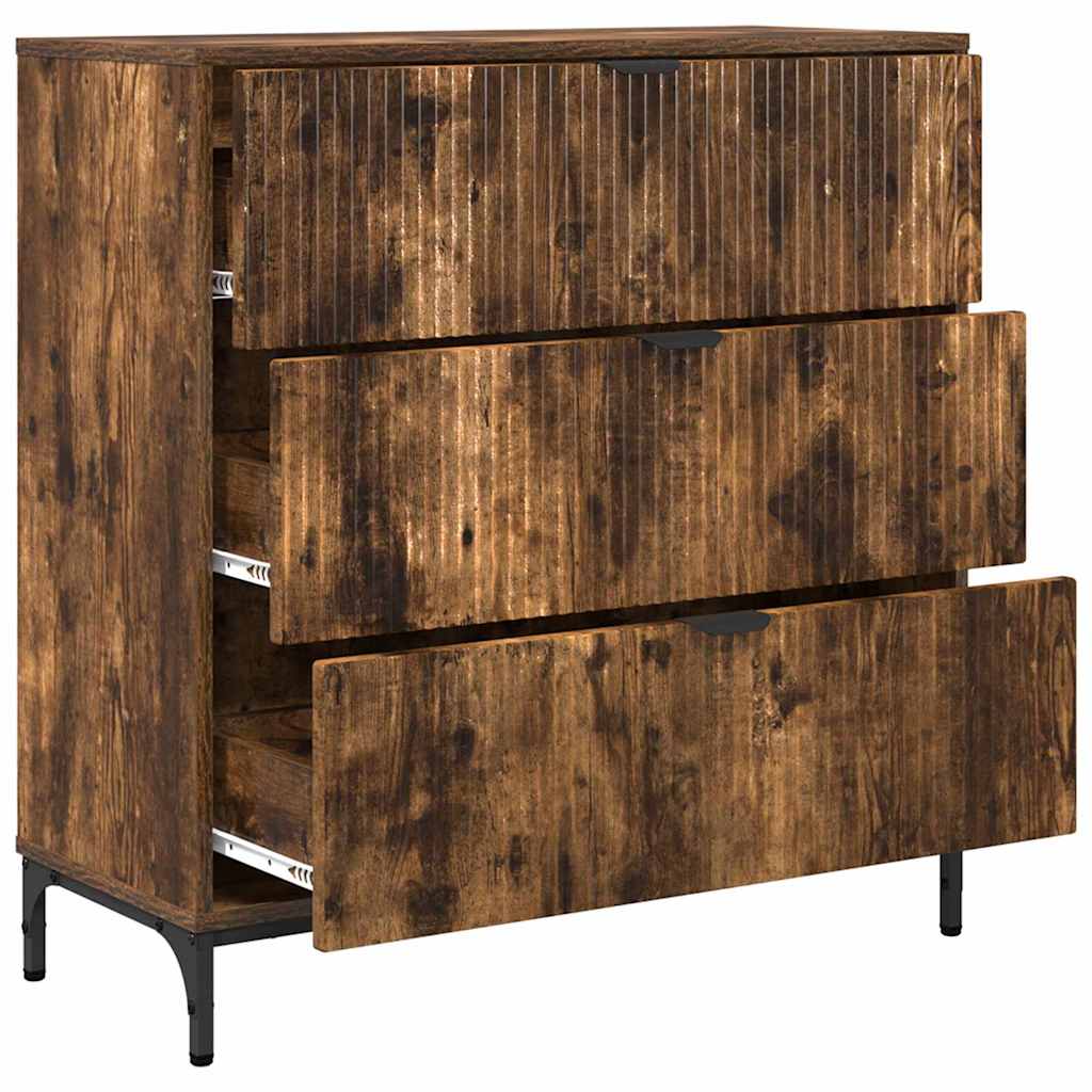 Sideboard med skuffe Røget eg 79,5 x 33 x 82 cm Konstrueret træ