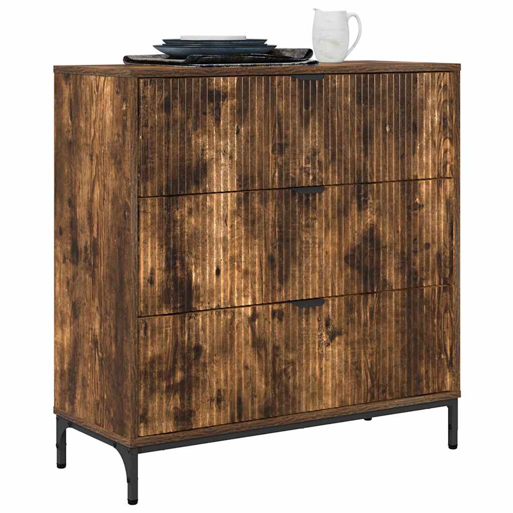 Sideboard med skuffe Røget eg 79,5 x 33 x 82 cm Konstrueret træ