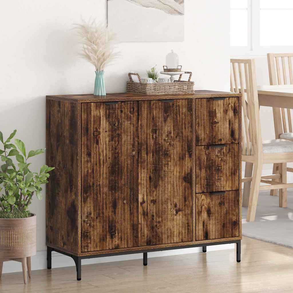 Sideboard med skuffe Røget eg 89.5 x 33 x 82 cm Konstrueret træ