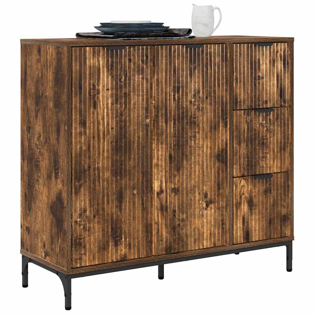 Sideboard med skuffe Røget eg 89.5 x 33 x 82 cm Konstrueret træ
