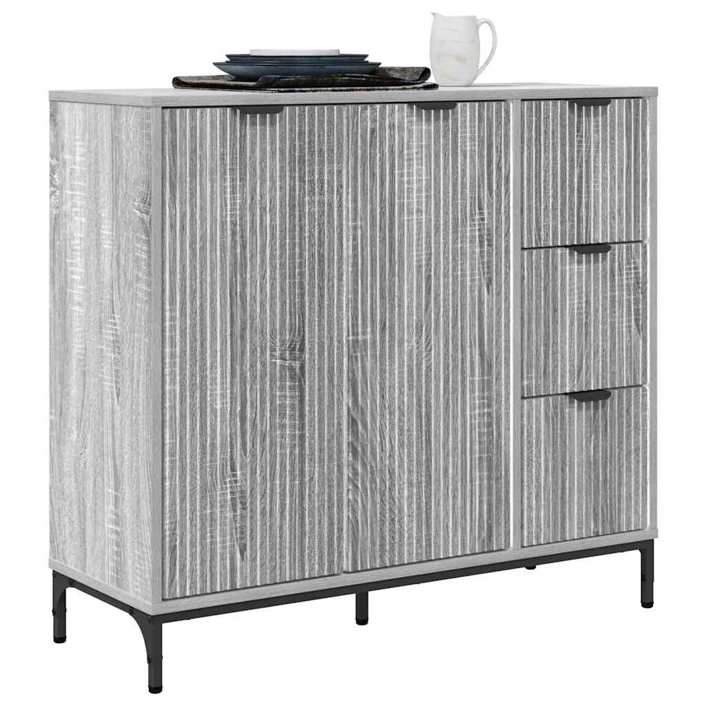 Sideboard Grå sonoma-eg 89.5 x 33 x 82 cm Konstrueret træ