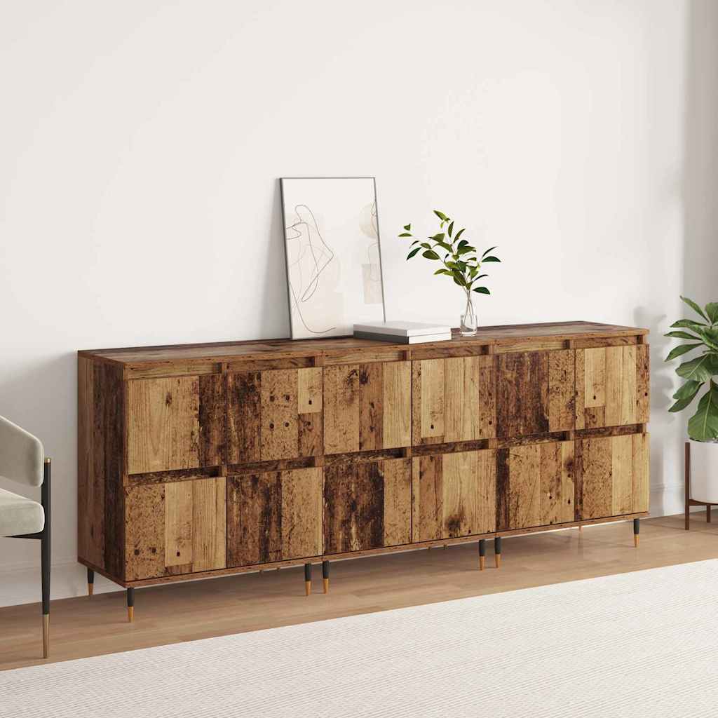 Sideboards 3 pcs Gammelt træ 180 x 35 x 70 cm Konstrueret træ
