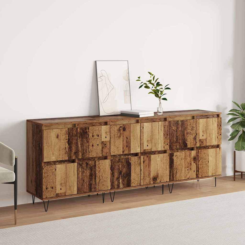 Sideboards 3 pcs Gammelt træ 180 x 35 x 70 cm Konstrueret træ