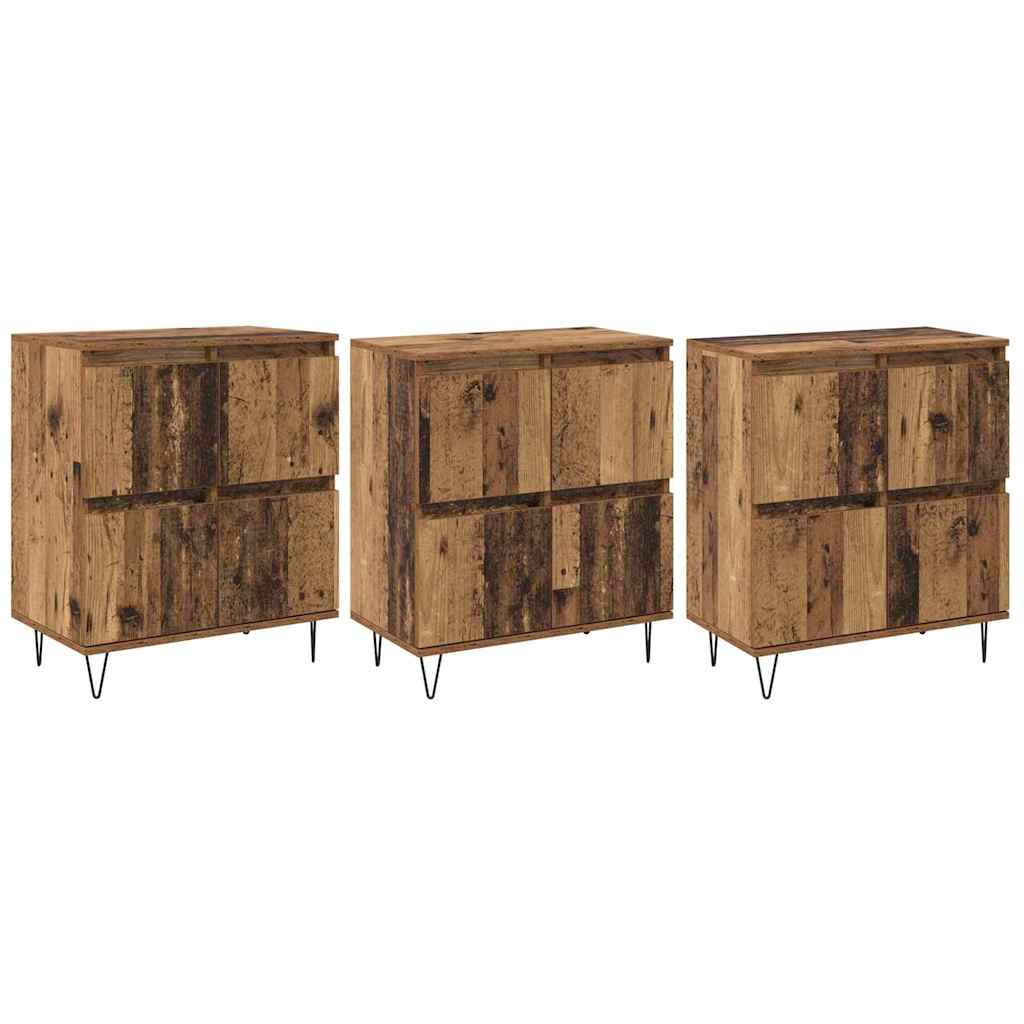 Sideboards 3 pcs Gammelt træ 180 x 35 x 70 cm Konstrueret træ