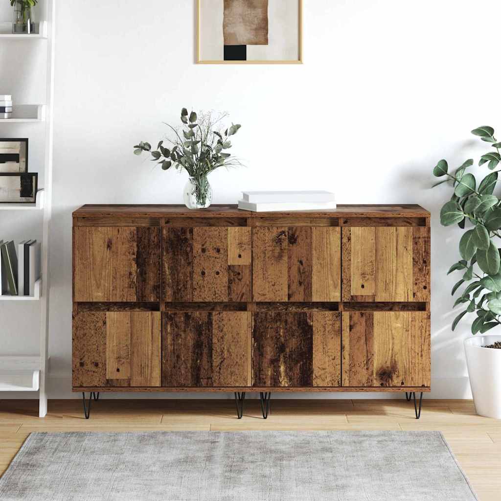 Sideboards 2 pcs Gammelt træ 120 x 35 x 70 cm Konstrueret træ
