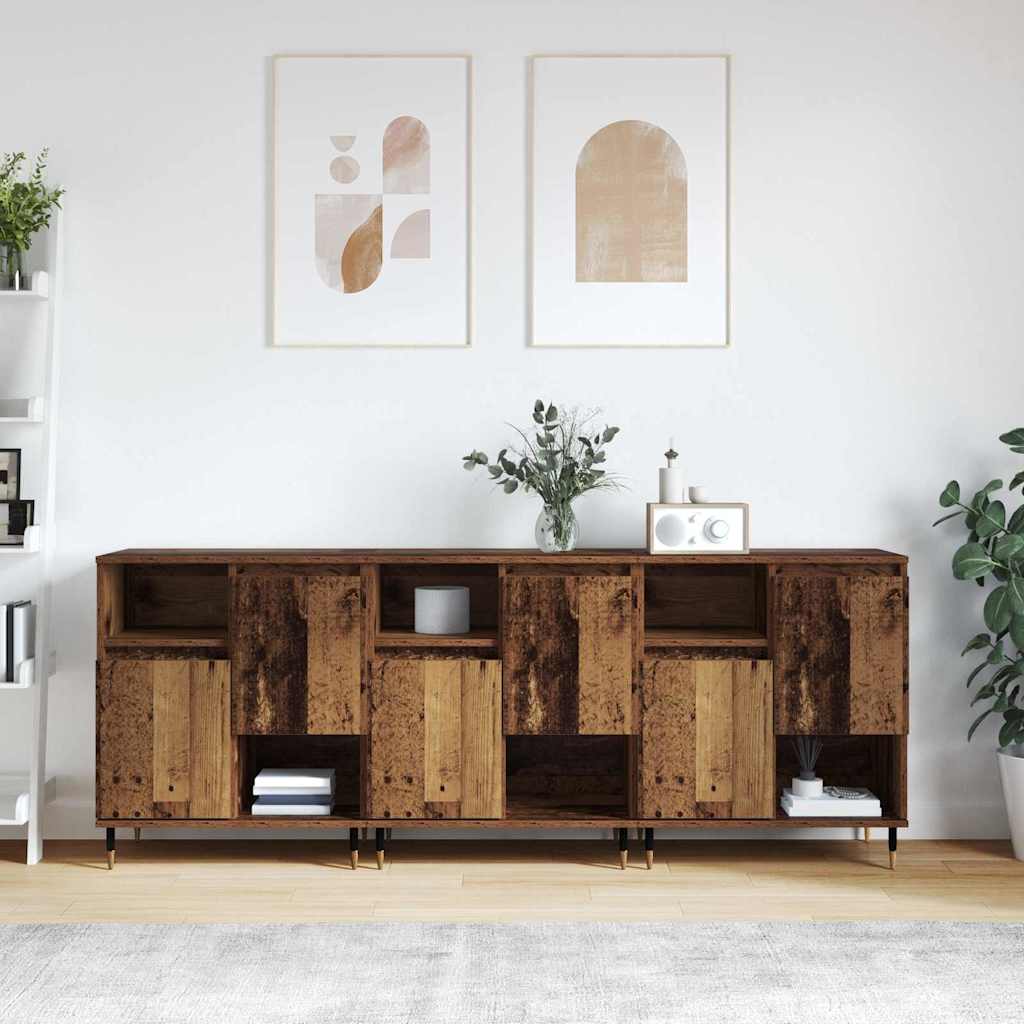 Sideboards 3 pcs Gammelt træ 180 x 35 x 70 cm Konstrueret træ